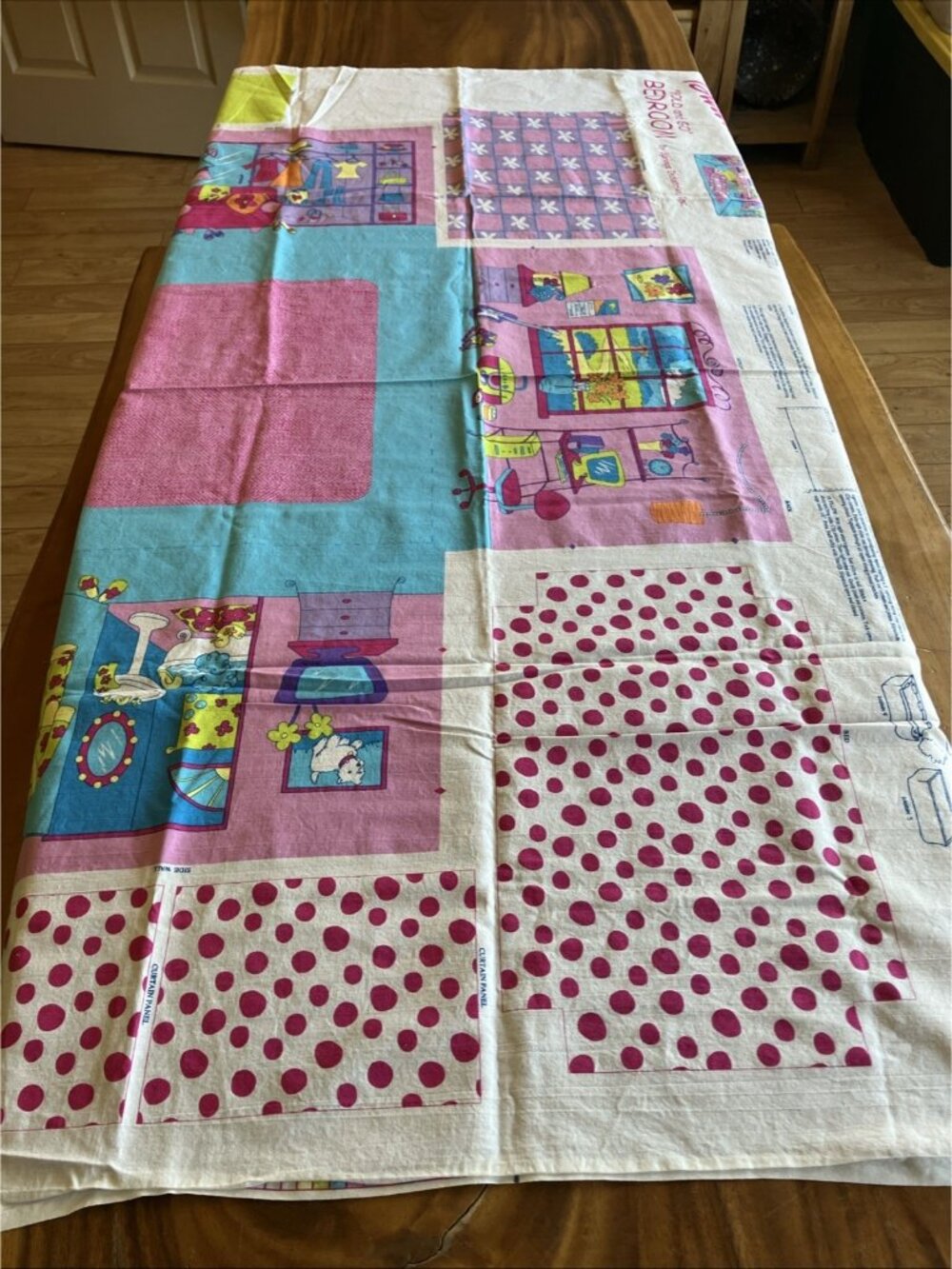 Barbie Fold & Go Bedroom Easy Cut N Sew Fabric Panel Springs Industries 35x59”